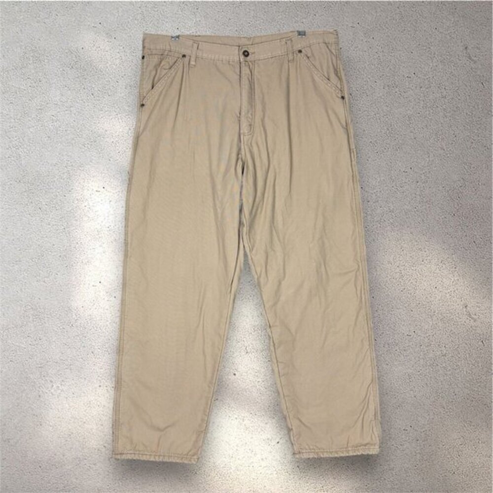 Wrangler Carpenter Pants Men’s 38x32 Beige Fleece Lined Workwear Utility